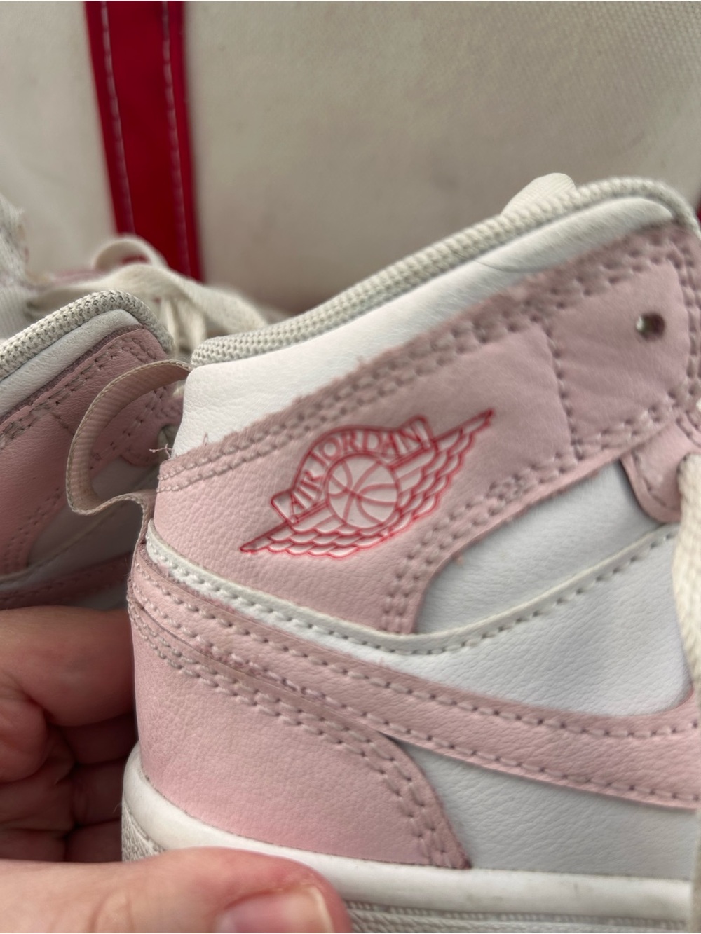 Nike Air Jordan 1 Kids High-Top Sneakers in Pink and White 12 child